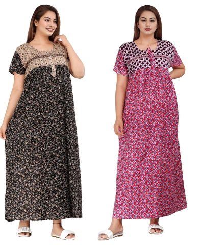 Womens Nightgown Cotton Sleepwear Nightshirt Short Sleeve