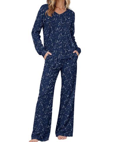 Ekouaer Women's Pajama Sets Long Sleeve Sleepwear 2 Piece Lounge Set Soft Pjs Nightwear